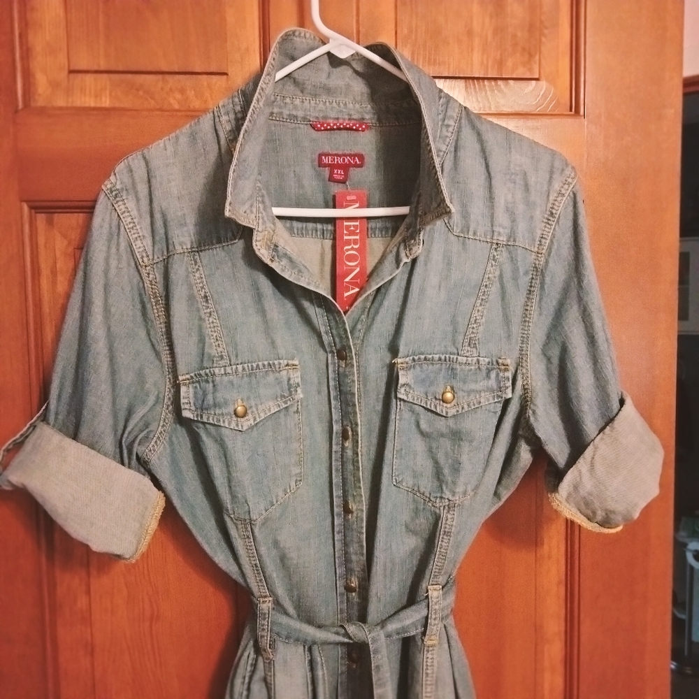 Denim dress coat